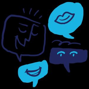 four chat bubbles