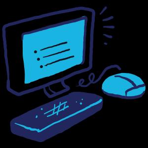 hand drawn computer with mouse