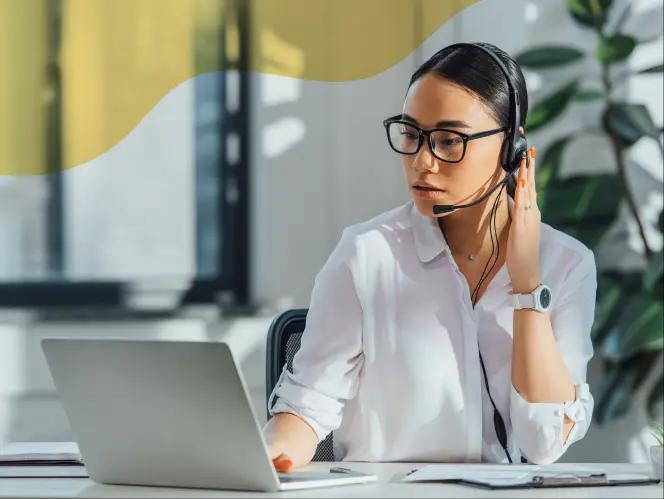 Support professional talking into a headset