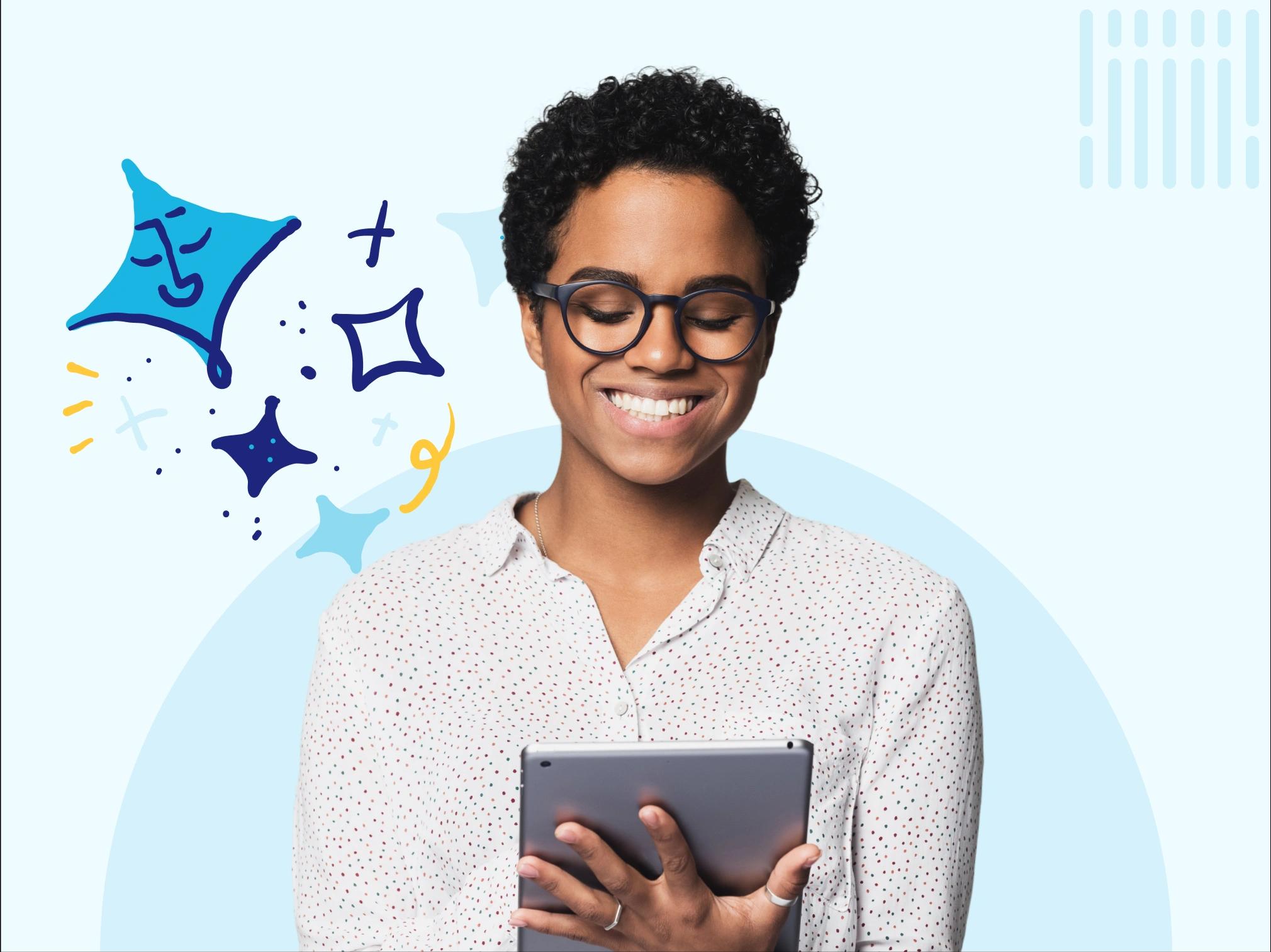 Woman working on a tablet