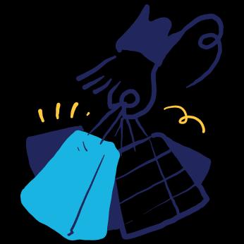 hand holding shopping bags