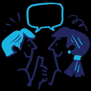 two people conversing over an idea