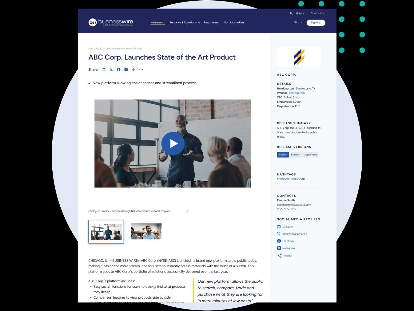 example of a Business Wire press release