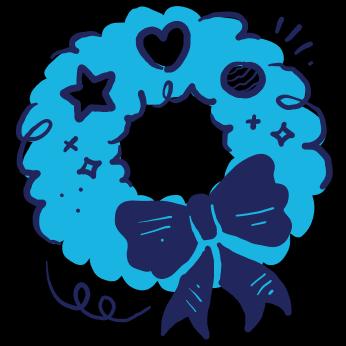 wreath with a bow, heart and stars