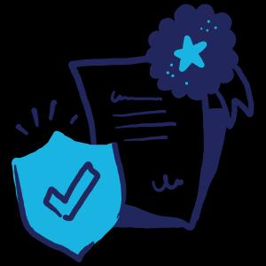 a document with a security badge on top of it